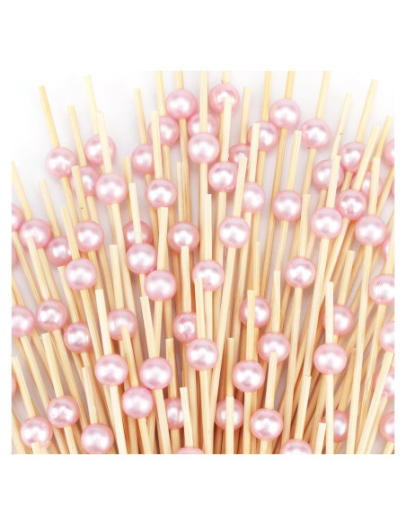 200 Palillos de Cóctel Rosa de Bambú 11.9 cm para Fiestas