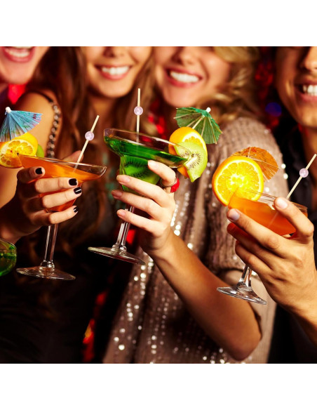 200 Palillos de Cóctel Rosa de Bambú 11.9 cm para Fiestas