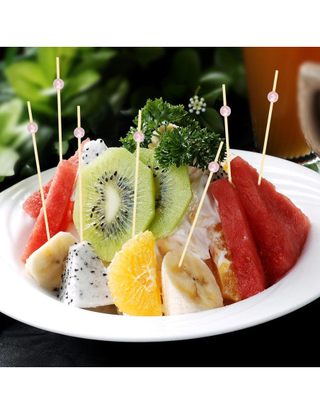 200 Palillos de Cóctel Rosa de Bambú 11.9 cm para Fiestas