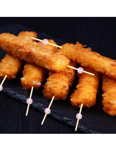 200 Palillos de Cóctel Rosa de Bambú 11.9 cm para Fiestas