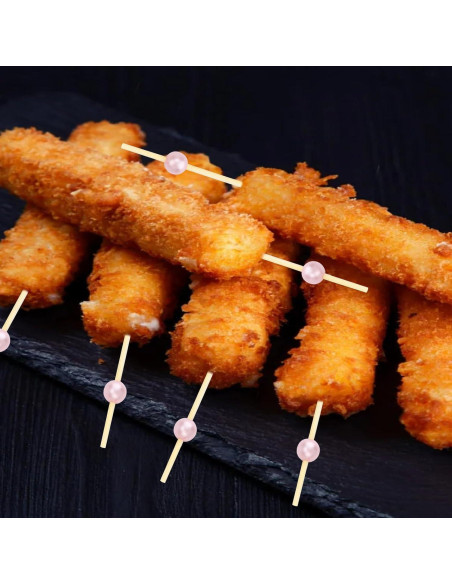 200 Palillos de Cóctel Rosa de Bambú 11.9 cm para Fiestas