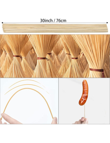 200 Palitos de Asar Malvaviscos de Bambú 76 cm Ecológicos