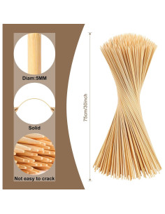 150 Palos de Bambú para Asar Malvaviscos 76.2 cm WINDESK 2