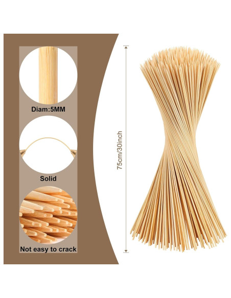 150 Palos de Bambú para Asar Malvaviscos 76.2 cm WINDESK