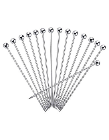 15 Palillos de Cóctel Reutilizables FATLODA Acero Inoxidable 10.9 cm