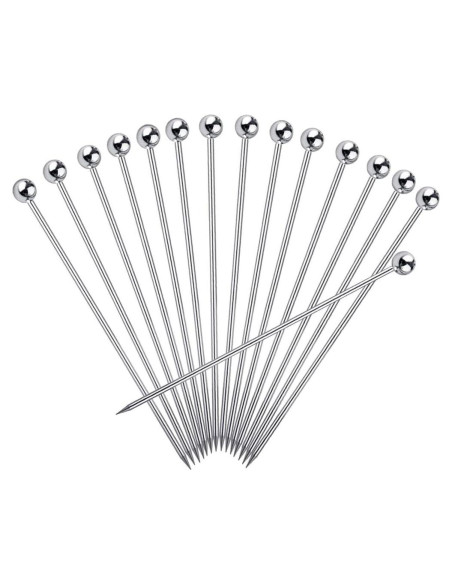 15 Palillos de Cóctel Reutilizables FATLODA Acero Inoxidable 10.9 cm