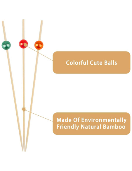 Palillos de Cóctel de Bambú Ecológicos - 100 Unidades