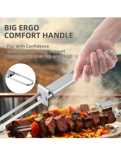 Tenedores Dobles Planos Lightique 33 cm Acero Inoxidable BBQ 10 Pzs 2