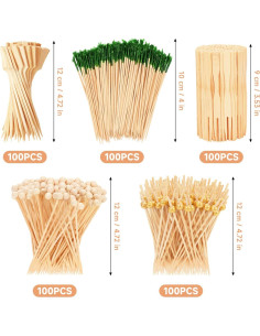 500 Palillos de Cóctel de Bambú Ecológicos 12 cm Shruy 2