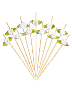 Palillos de Cóctel de Bambú Minisland 11.9 cm Rosa Blanca 100 Pzas