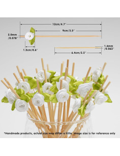 Palillos de Cóctel de Bambú Minisland 11.9 cm Rosa Blanca 100 Pzas 2