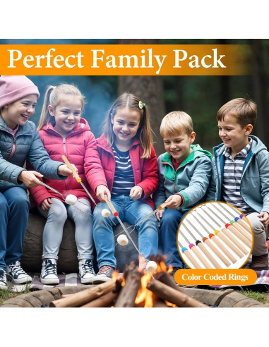 24 Palos para Asar Malvaviscos SynHHergyx 31-81 cm Extensibles