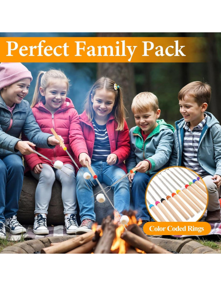 24 Palos para Asar Malvaviscos SynHHergyx 31-81 cm Extensibles