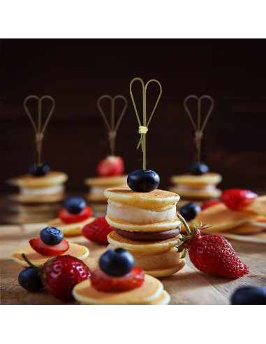 100 Palillos de Cóctel de Bambú Corazón HXYCNNA 12 cm Cian