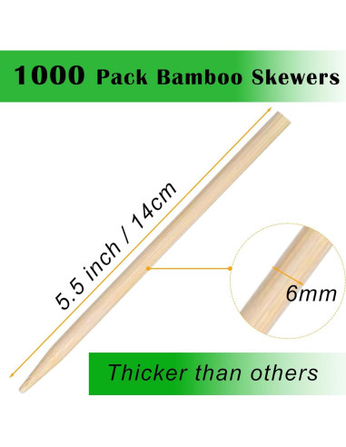 Paquete de 1000 Palitos de Bambú para Caramelo 14cm 6mm