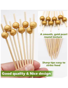 Palillos de Cóctel de Bambú EuTengHao 300 Pcs 11.94 cm Elegantes 2