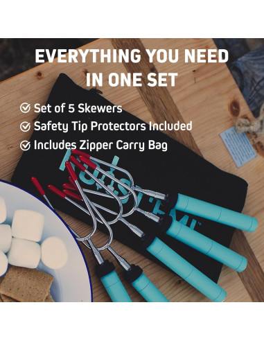 Palitos de Asar Malvaviscos Jolly Green 5 Piezas Telescópicos