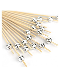 200 Palillos de Cóctel Decorativos DecorWoo 11.94 cm Plateados
