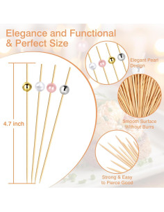200 Palillos de Cóctel de Bambú SEANSDA - 11.94 cm, 4 Colores 2