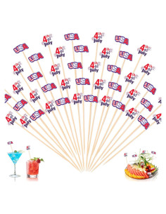 Palillos de Cóctel OOTSR 100 Pcs 13cm Rojo Blanco Azul Fiesta