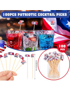 Palillos de Cóctel OOTSR 100 Pcs 13cm Rojo Blanco Azul Fiesta 2