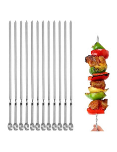 Set de 12 Pinchos de Kabob MUZHI Acero Inoxidable 35.56 cm