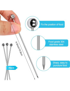 30 Pcs Palillos de Cóctel de Acero Inoxidable PECULA 10.8 cm 2