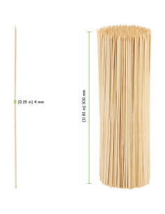 1200 Palitos de Bambú Natural 30 cm para BBQ y Aperitivos 2