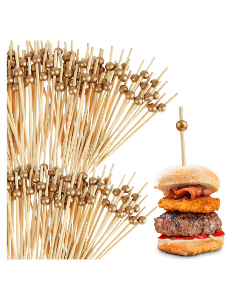 Palillos de Bambú Dorado Ecológicos 15.24 cm - Paquete de 100