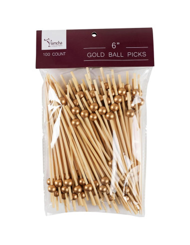 Palillos de Bambú Dorado Ecológicos 15.24 cm - Paquete de 100