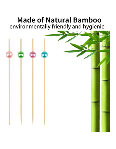 Palillos de cóctel de bambú 100 unidades 11.9 cm decorativos