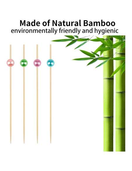 Palillos de cóctel de bambú 100 unidades 11.9 cm decorativos