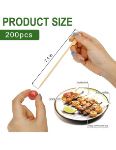 200 Palillos de Bambú Ecológicos 17.78 cm Ipercox para Cócteles 2