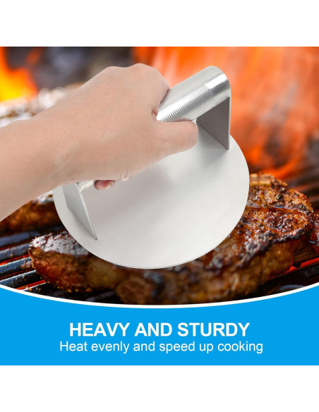 Prensa para Hamburguesas SafBbcue 15.7 cm Acero Inoxidable Antideslizante