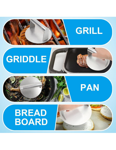 Prensa para Hamburguesas SafBbcue 15.7 cm Acero Inoxidable Antideslizante