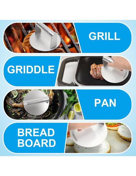 Prensa para Hamburguesas SafBbcue 15.7 cm Acero Inoxidable Antideslizante