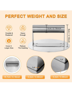 Prensa para Hamburguesas Acero Inoxidable 15.7 cm Whaleme 2