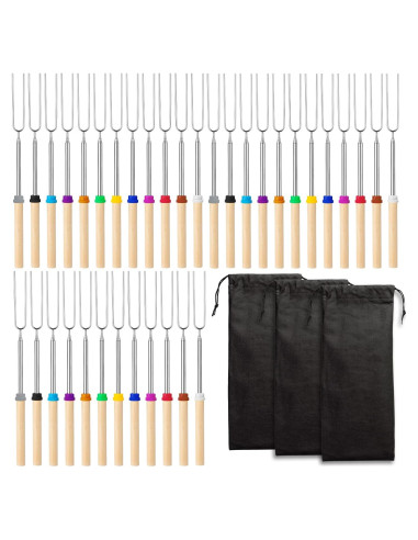 36 Palos para Asar Malvaviscos Eccliy 81 cm Retráctiles