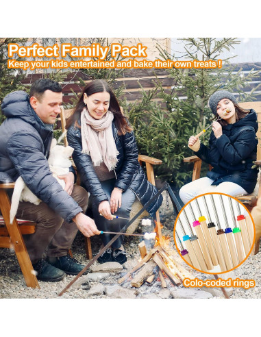 36 Palos para Asar Malvaviscos Eccliy 81 cm Retráctiles