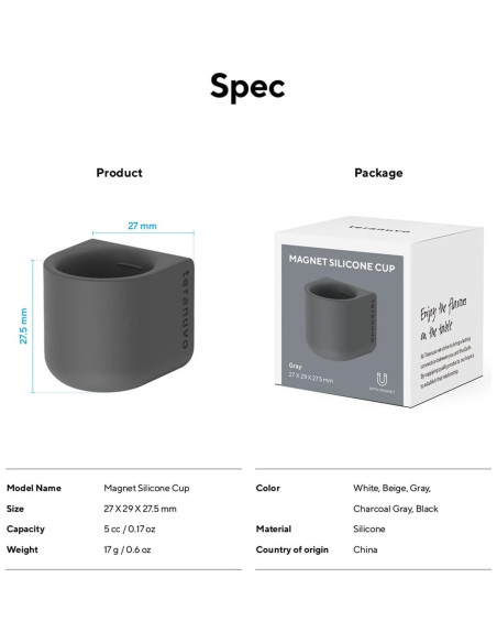 Taza Silicona Magnética Teranuvo 5cc para BALMUDA Gris
