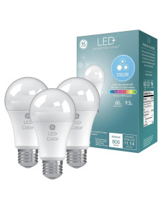 Bombillas LED GE A19 RGB con control remoto (paquete de 3)