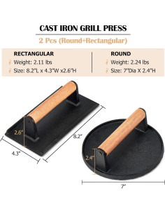 Juego de 2 Prensas de Hamburguesa Joyfair de Hierro Fundido 2