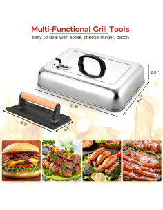 Conjunto Tapa Derretidora y Prensa Hamburguesas Onader 2