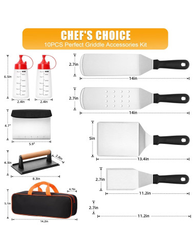 Kit de Accesorios para Parrilla CEKEE 10 Piezas Acero Inoxidable