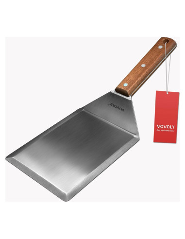 Espátula de Acero Inoxidable Vovoly 12.7x15.2cm con Mango de Madera