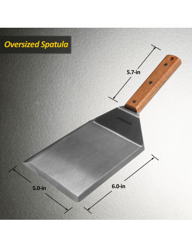 Espátula de Acero Inoxidable Vovoly 12.7x15.2cm con Mango de Madera