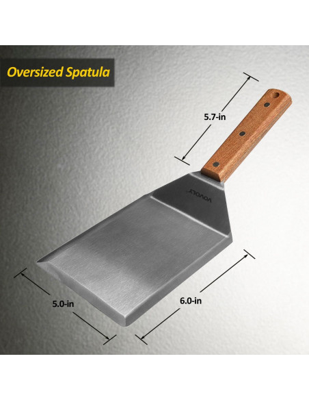 Espátula de Acero Inoxidable Vovoly 12.7x15.2cm con Mango de Madera