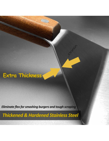 Espátula de Acero Inoxidable Vovoly 12.7x15.2cm con Mango de Madera