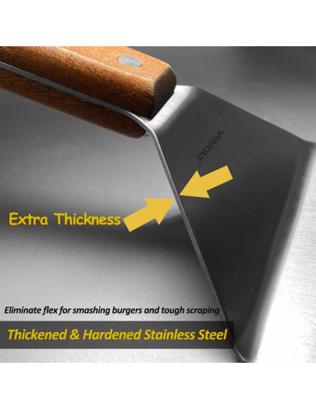 Espátula de Acero Inoxidable Vovoly 12.7x15.2cm con Mango de Madera