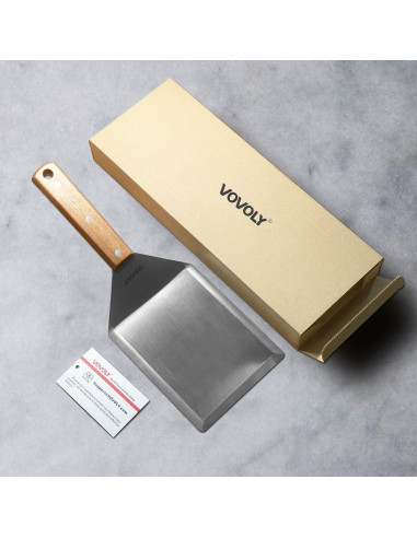 Espátula de Acero Inoxidable Vovoly 12.7x15.2cm con Mango de Madera